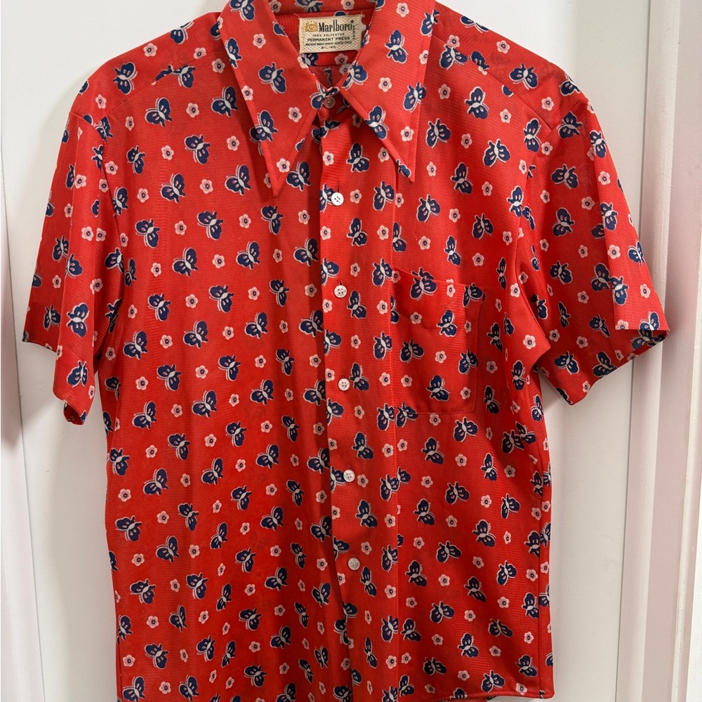 VintageMarlboro Red Floral Men's Shirt